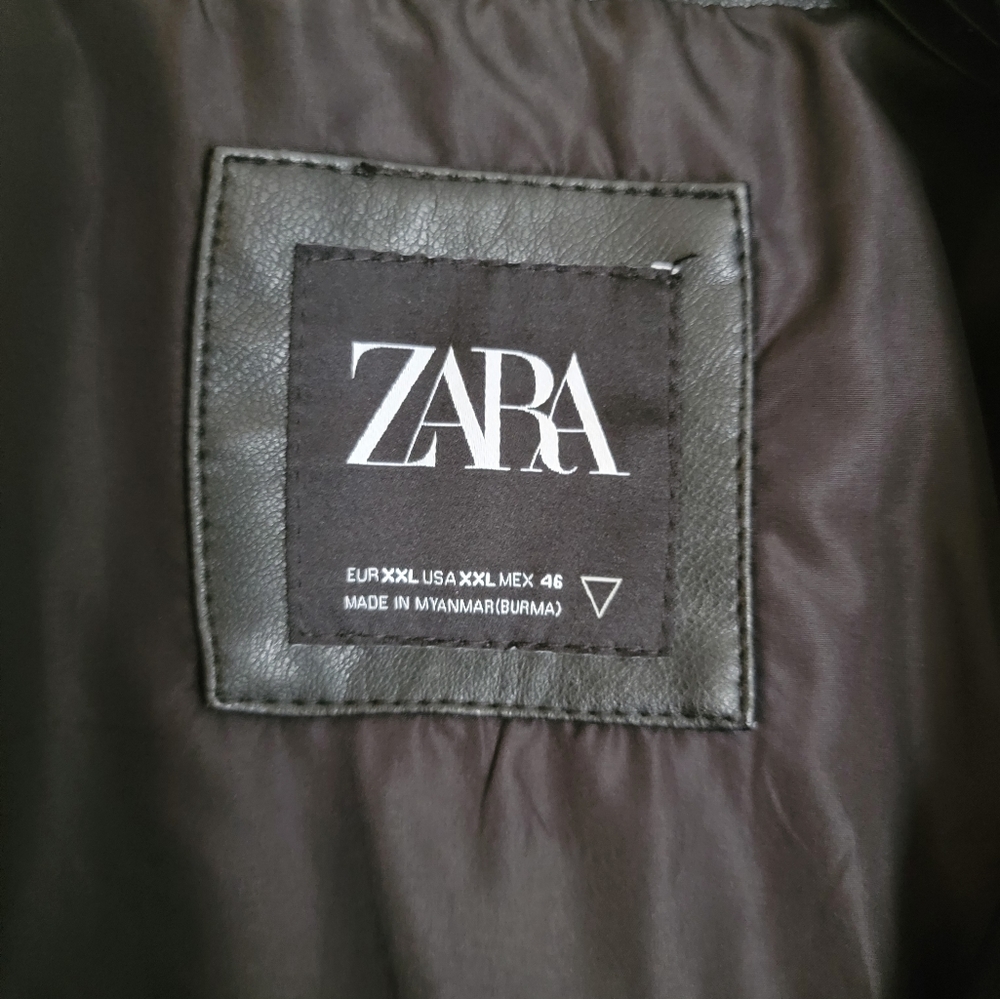 đ¤ Zara Moto BikerâJacket Black Faux Leather Zipper &Buckle Detailing Motorcycle - Picture 12 of 16